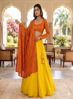 Teeya Creation Women's New Orange Designer Lehenga Choli Set with Sequin Embroidery Work | Grocsy