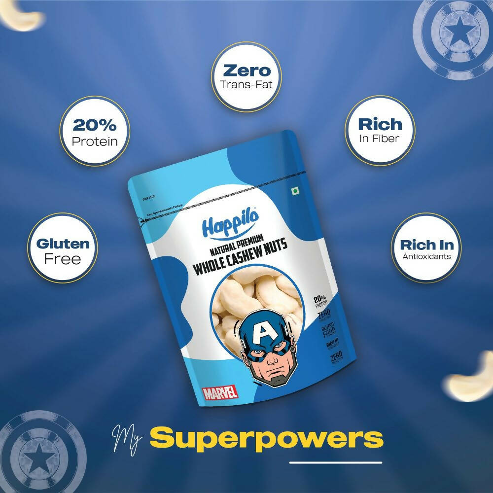 Happilo Natural Whole Cashews-Marvel Captain America Edition | Grocsy