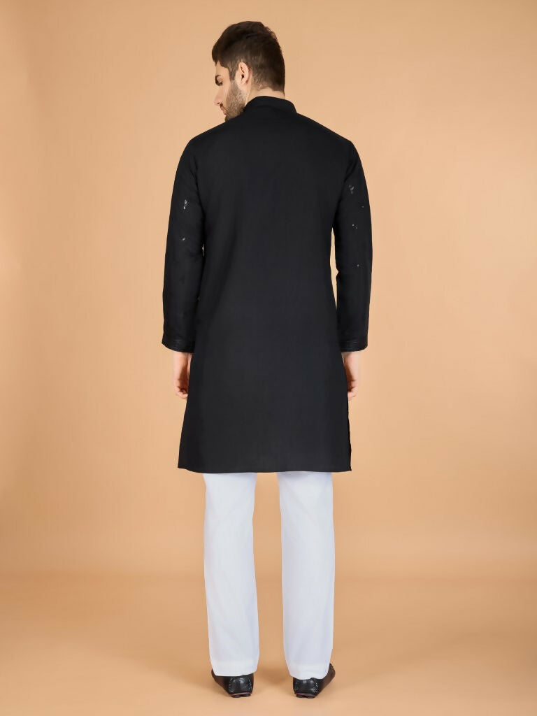 Vastranavya Black Exclusive Festival Wear Viscose Silk Thread with Sequence Embroidered Work Kurta with Dupatta | Grocsy