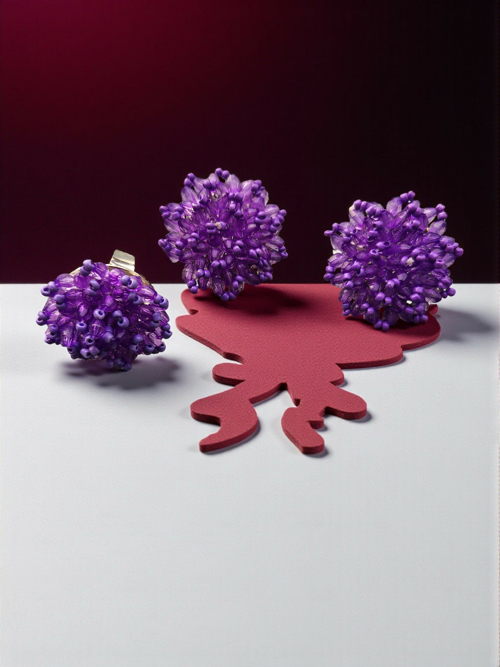 Inhanns Rangmani Crystal Duo – Adjustable Ring + Statement Earrings Set - Purple | Grocsy