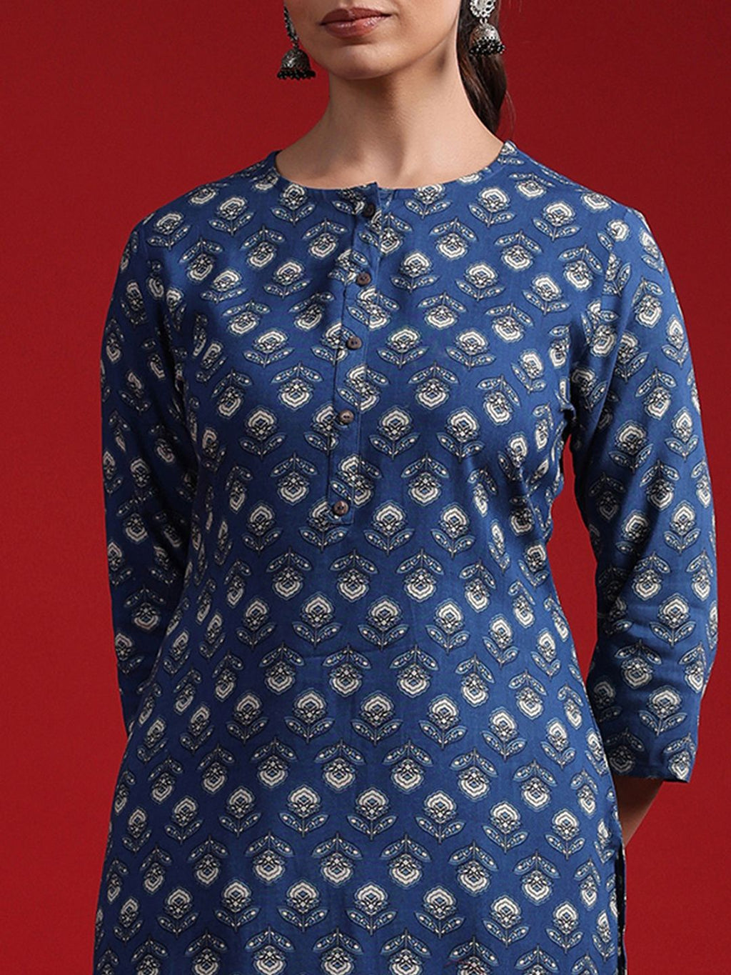 Indo Era Women Geometric Printed Thread Work Kurta | Grocsy