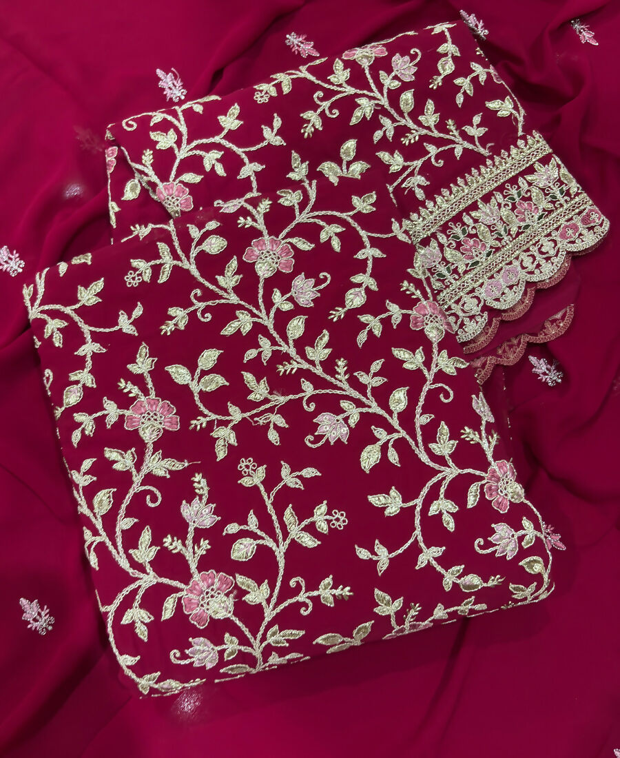 KC Rani Pink Straight Suit For Women Georgette Fabric | Grocsy