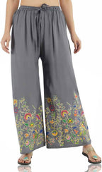Mominos Fashion Grey Floral Design Palazzo | Grocsy