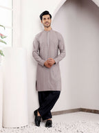 Grey Viscose Designer Chikankari Embroidery Work Men's Kurta - Mahotsav | Grocsy