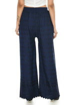 Mominos Fashion Moeza Reyon Cotton Navy Blue Chikan Work Palazzo | Grocsy