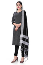 Black Cotton Jacquard Woven Unstitched Dress Material - Amara | Grocsy