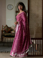 Suta Magenta Floral Pure Cotton Saree | Grocsy