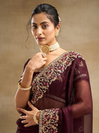 kasee Solid Embroidered Saree | Grocsy