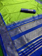 DEIANA'S Beautiful Designer Golden zari Soft Lichi Silk Saree - Mehndi | Grocsy