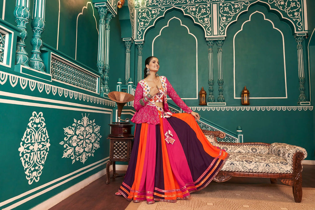 AI Fashion Multi Color Viscose Rayon Designer Navratri Lehenga Choli Collection | Grocsy