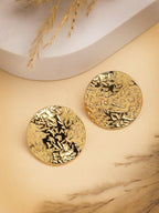NVR Women's Gold-Polished Circular Shape Studs Earring | Grocsy
