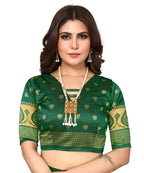 Vamika Green Printed Art Silk Saree | Grocsy