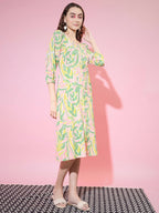 Myshka Women's Multi Abstract Printed A-Line Dress | Grocsy