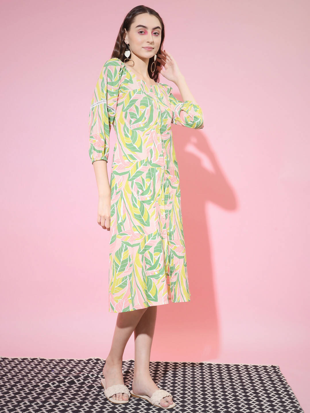 Myshka Women's Multi Abstract Printed A-Line Dress | Grocsy