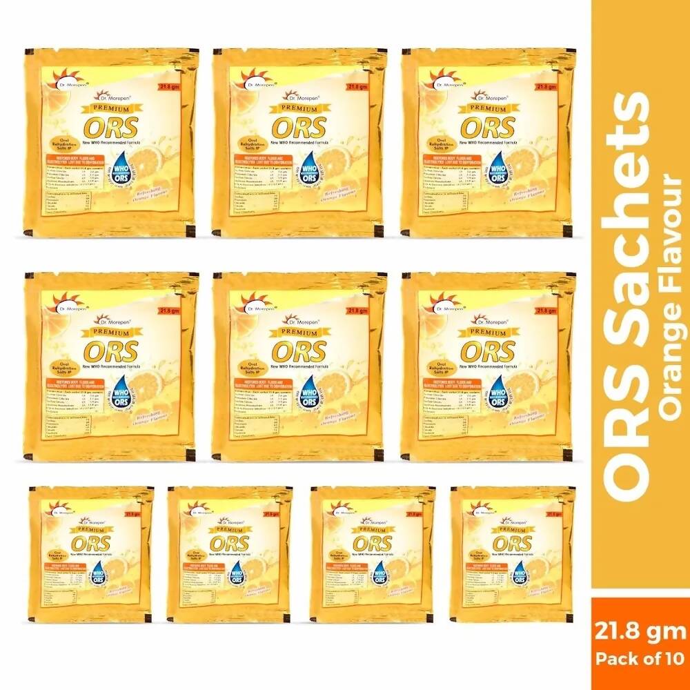 Dr. Morepen ORS Powder Sachets, Liquid Hydration Drink - Orange Flavour | Grocsy