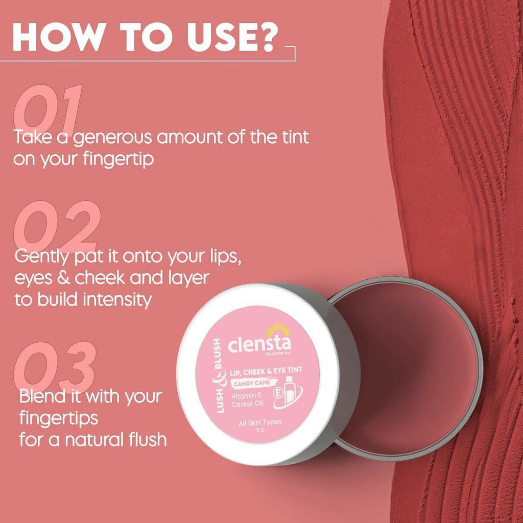 Clensta Lip Cheek Tint - Candy Cane | Grocsy