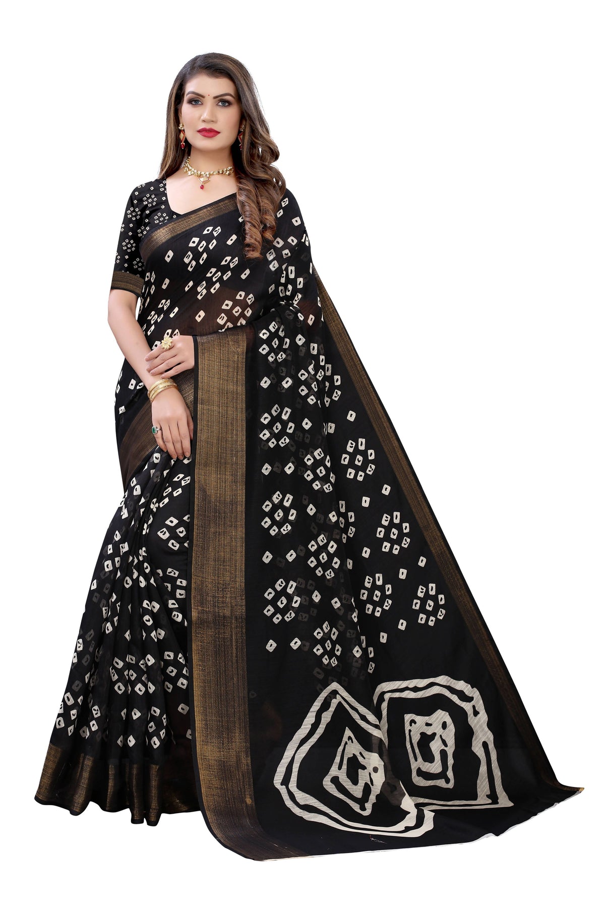 Vamika Black Linen Jari Border Saree (RADHIKA BLACK) | Grocsy