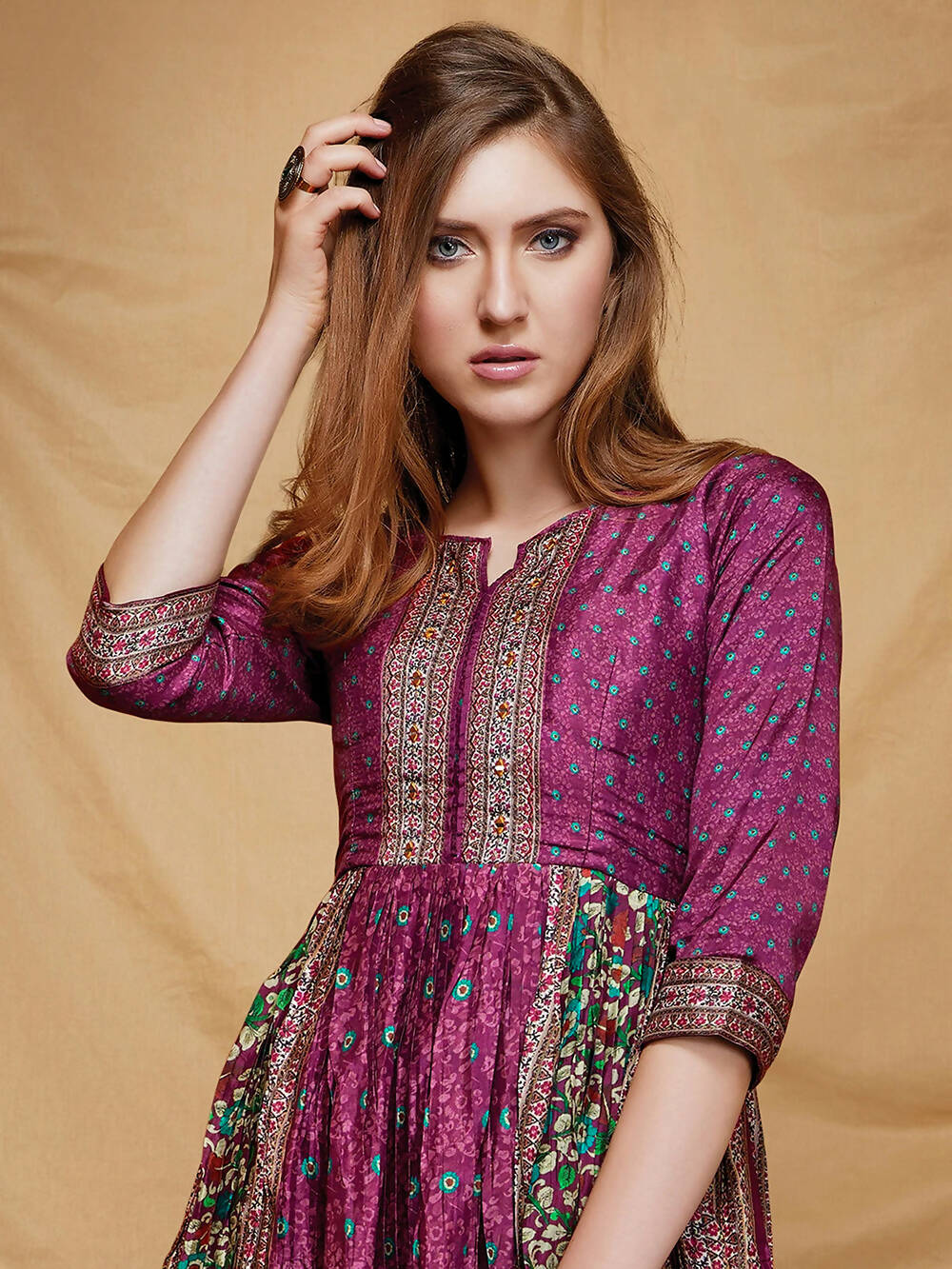 Designer casual Purple Dola Silk Gown - Anbazaar | Grocsy