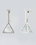 VOJ Women Sliver Triangle with Pearl Stainless Steel Stud Earrings