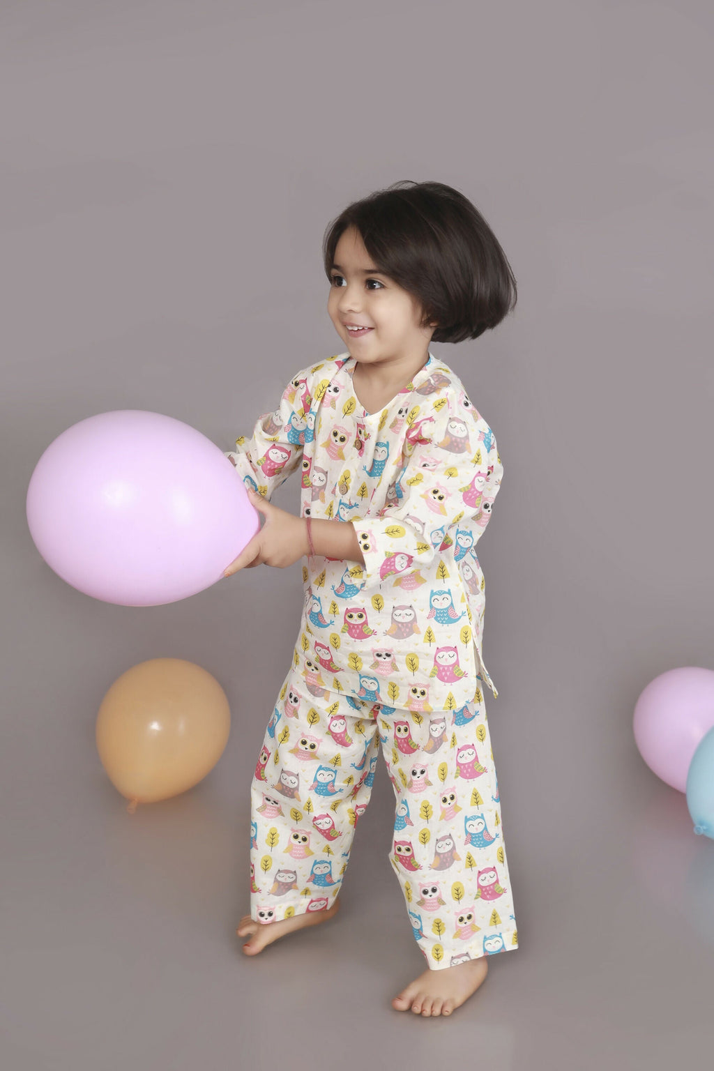 Breathables Wine Cotton Camel Print Night Suit For Kids | Grocsy
