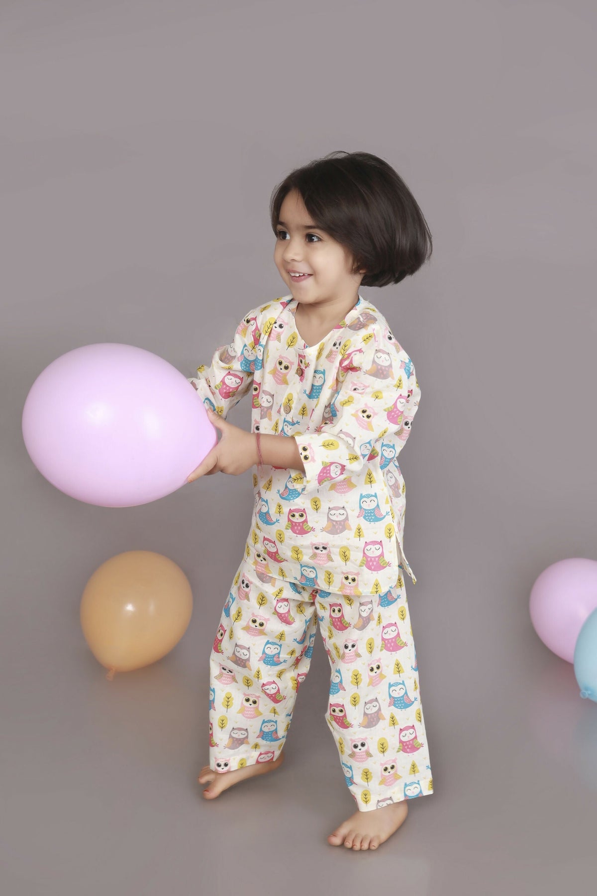Breathables Wine Cotton Camel Print Night Suit For Kids | Grocsy