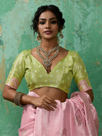 Shree Shyam Fashion Pink Linen Cotton Saree | Grocsy