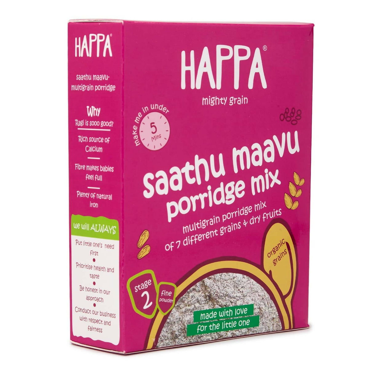 Happa Organic Baby Food Multigrain Saathu Maavu Porridge Mix | Grocsy