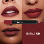 Staze 9 To 9 Pout On Matte And Smudgeproof Lip Crayon - 10 Royally Ruby | Grocsy