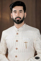 Joban Fashion Men's Base Cream(Pink Touchup) Silk Kurta with Pyjama | Grocsy