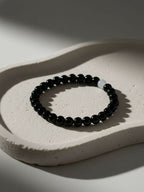 NVR Black & White Crystal Beaded Bracelet for Men & Women | Grocsy