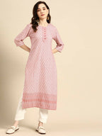 Deeps women's Pink Embroidered Rayon Kurta | Grocsy