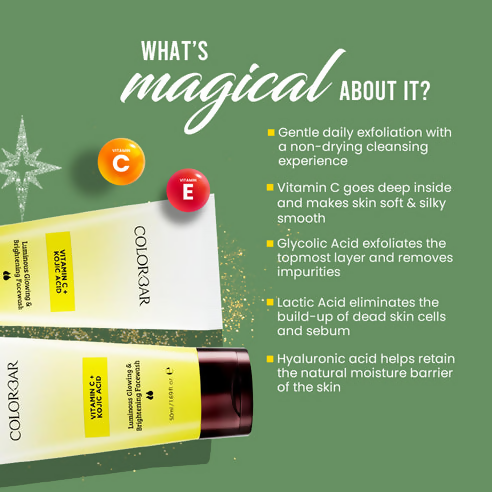 Colorbar Luminous Glowing & Brightening Face Wash with Vitamin C & Kojic Acid | Grocsy