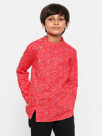Manet Ethnic Full Sleeves Printed Shirt - Red | Grocsy