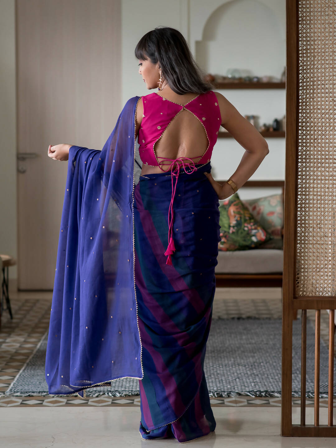 Suta Purple Woven Design Pure Cotton Saree | Grocsy