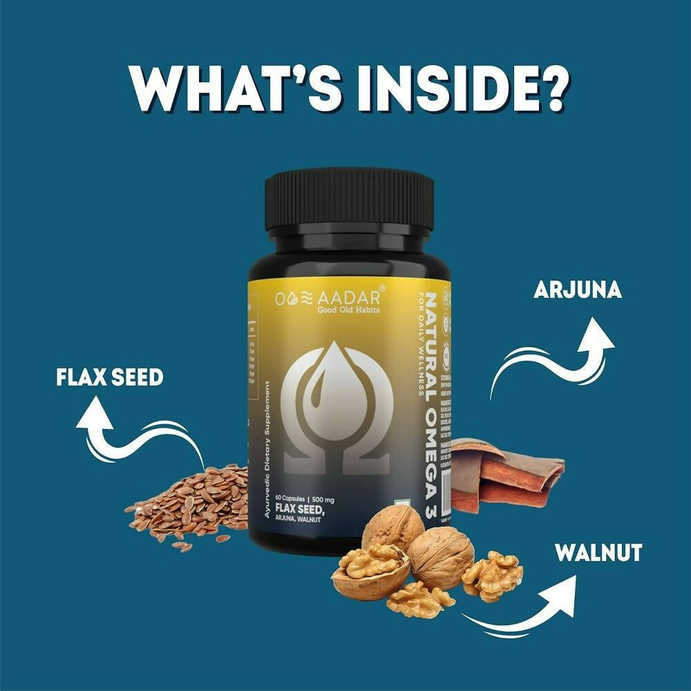 Aadar Natural Omega 3 Flax Seed Capsules | Grocsy