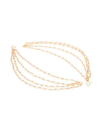 NVR Pearl Studded Classic Gold-Polished 4 Line Ear Chain Ear Cuff | Grocsy