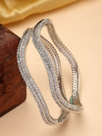 NVR Women's Set of 2 Silver-Plated American Diamond Studded Bangles | Grocsy