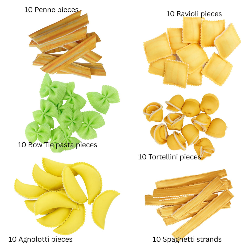 The Small Wonderland Pretend Play Fabric Pasta Set-60 Pieces-Realistic looking kids play food toys | Grocsy