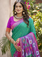 Shree Shyam Fashion Pochampalli Silk Purple Saree | Grocsy