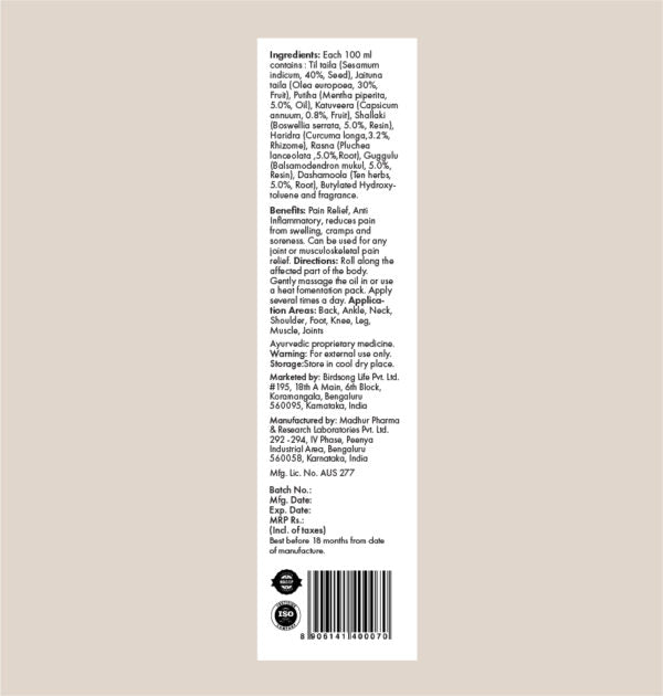 Birdsong Pain Relief Oil | Grocsy