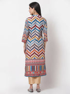 Myshka Multi Silk Printed 3/4 Sleeve Round Neck Casual Kurta | Grocsy