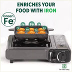 The Indus Valley 9 Pit/Cup CASTrong Cast Iron Paniyaram/Appe Pan+ Spatula, Pre-seasoned, Natural Nonstick, 100% Pure, Toxin-free, 18.2 cm, 1.34 kg | Grocsy