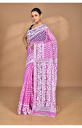 Morchari Pure Cotton Dhakai Jamdani Handloom Saree-Pink | Grocsy