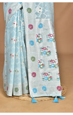 Morchari Women Desgin Chanderi Silk Saree-Blue | Grocsy