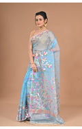 Morchari Heavy Jamdani Silk Orzanga Saree-Blue | Grocsy