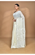 Morchari Pure Cotton Dhakai Jamdani Handloom Saree-Cream | Grocsy