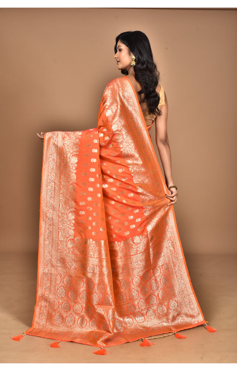 Morchari Heavy Kolhapuri Stone Work Saree-Peach | Grocsy