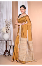 Morchari Pure Cotton Dhakai Jamdani Handloom Saree-Golden | Grocsy