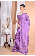 Morchari Pure Tussar Silk Handloom Saree-Purple | Grocsy
