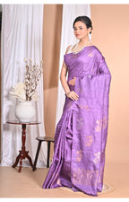 Morchari Pure Tussar Silk Handloom Saree-Purple | Grocsy